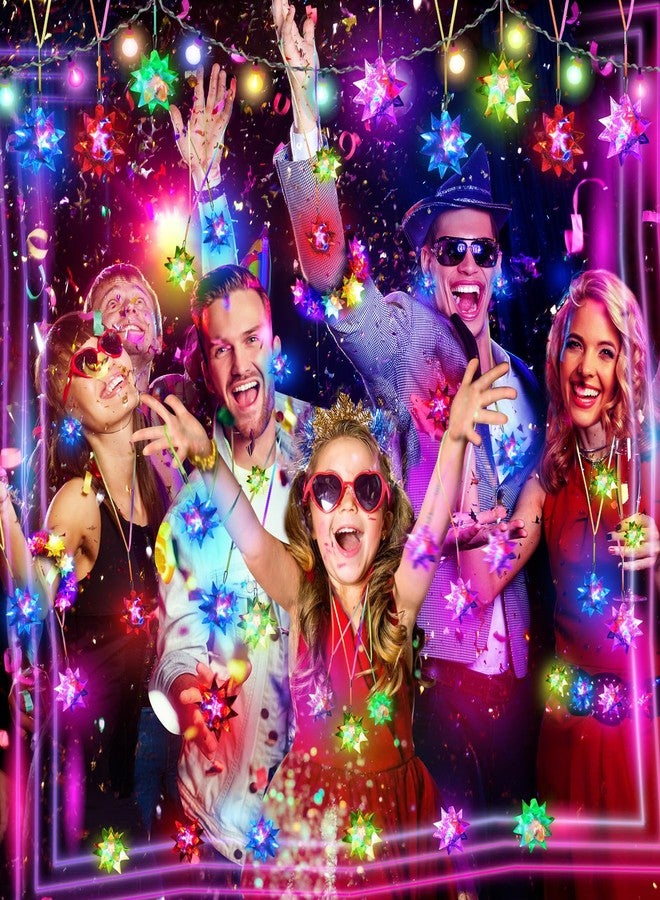 HONLYNE24 PCS Flashing Crystal Star Necklaces, Glow Necklaces Bulk Light up Party Favors, LED Glow in The Dark Necklaces for Kids Adults Birthday Glow Party Rave Halloween Goodie Bags Filler - Image 3